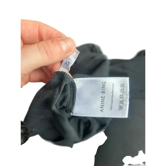 ANINE BING Black Distressed Cutout Tee Shirt Womens Size XS